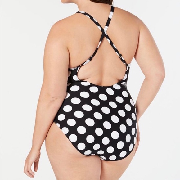 NWT. La Blanca Dot Dot Goose Laceup Swimsuit. 22W. - Picture 3 of 8